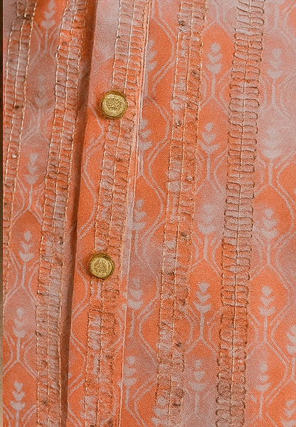 Orange Aura Cotton Rayon Kurta for Men – Jhari Work, Festive Ethnic Wear, Full Sleeves, Collared Neck