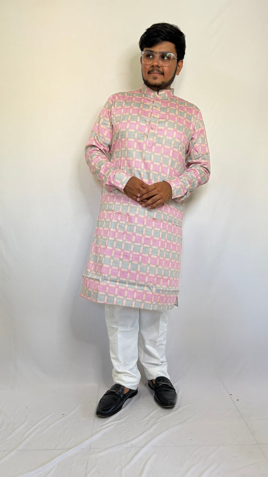 Spiral_printed_pastel_kurta_for_men_in_Giza_cotton_modern_ethnic_daywear